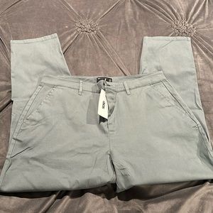 Button fly chino pants- greenish gray